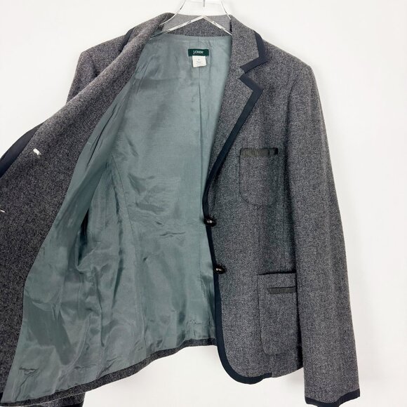 J. Crew Professor Blazer Women's Size 12 Grey Black Wool Jacket Schoolboy Preppy - Picture 5 of 14